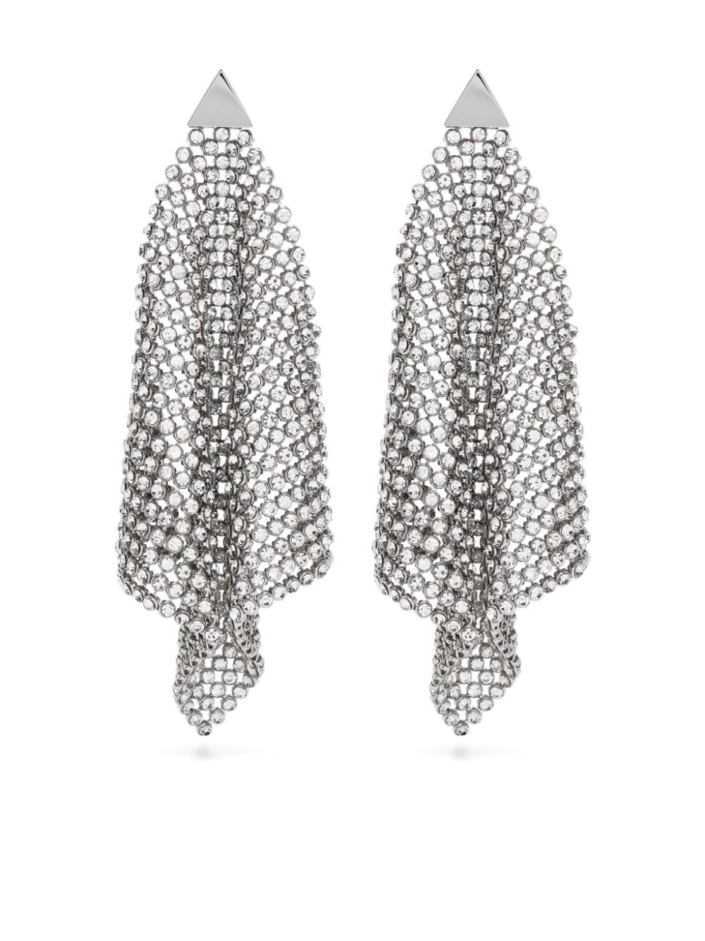 Shop Rabanne Metal Mesh Earrings In シルバー