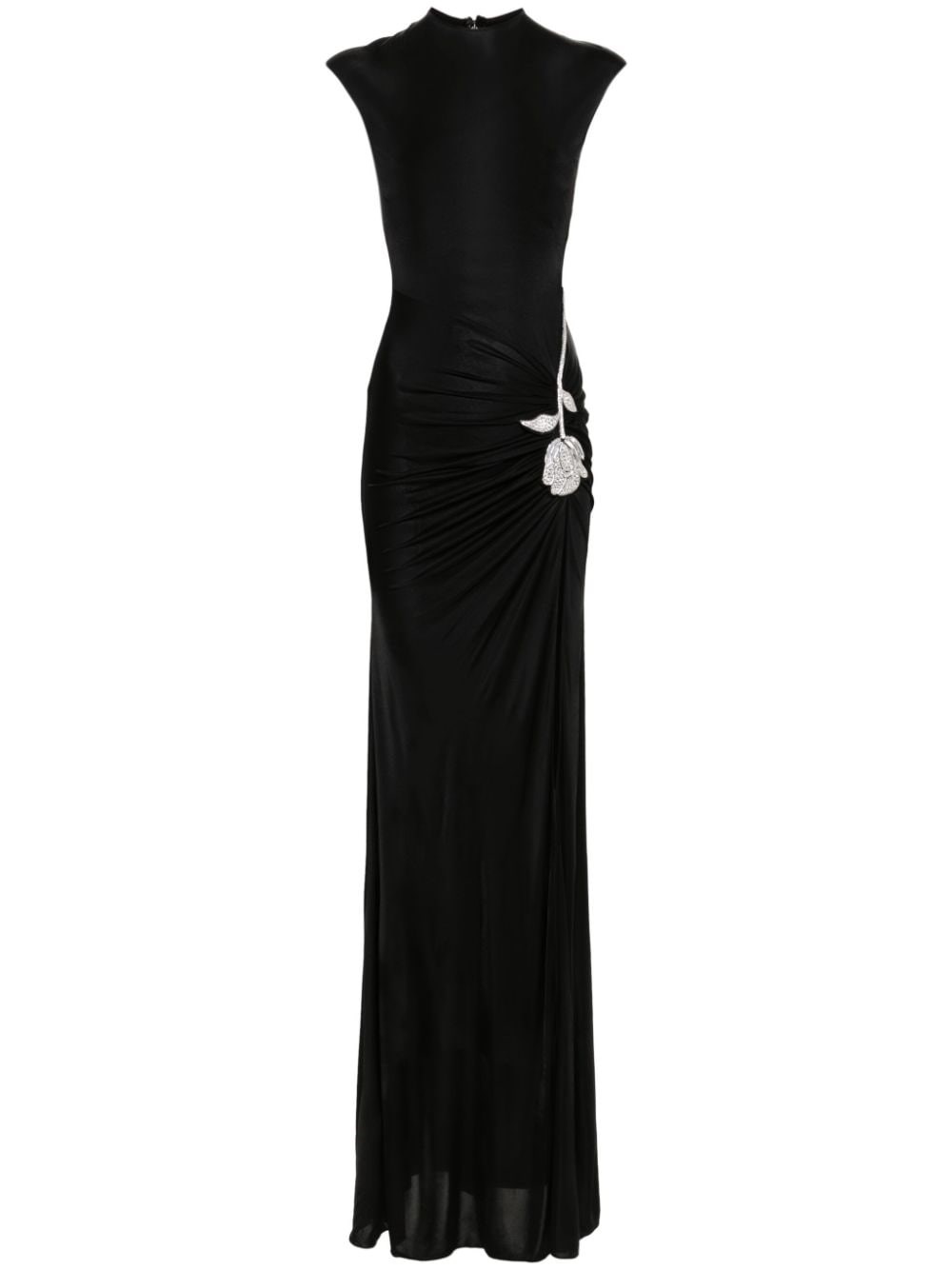 Shop David Koma Long Jersey Dress In Black  