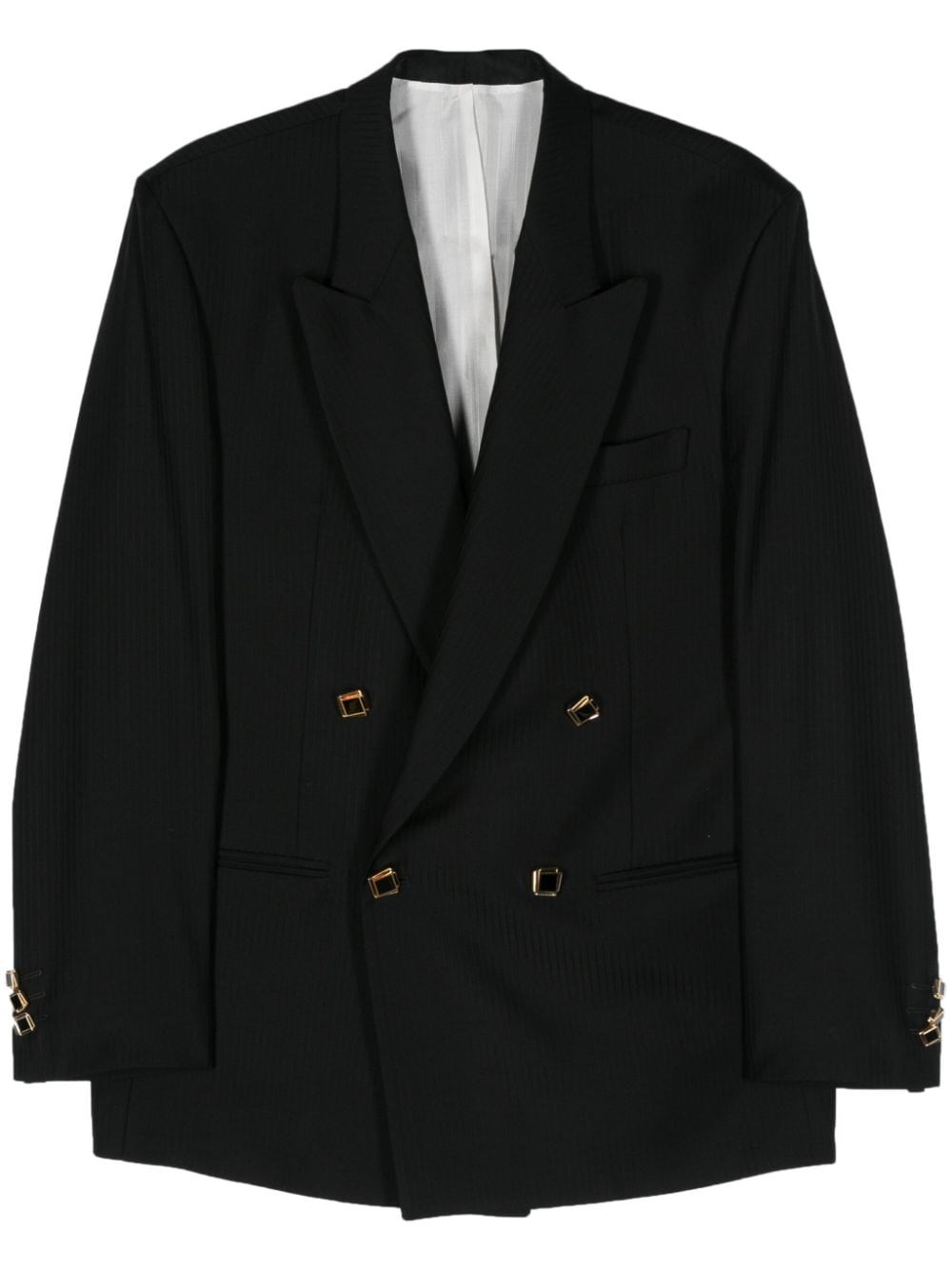 Shop Canaku Double-breasted Blazer In ブラック