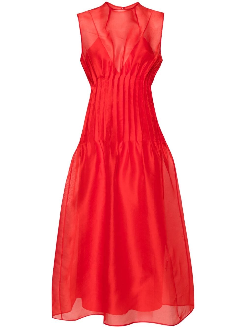 Shop Khaite Organza Dress In Red