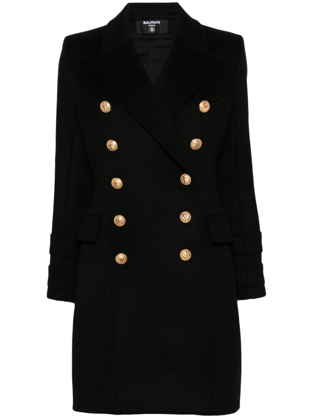 Shop Balmain Wool And Cachemire Short Coat In Black  