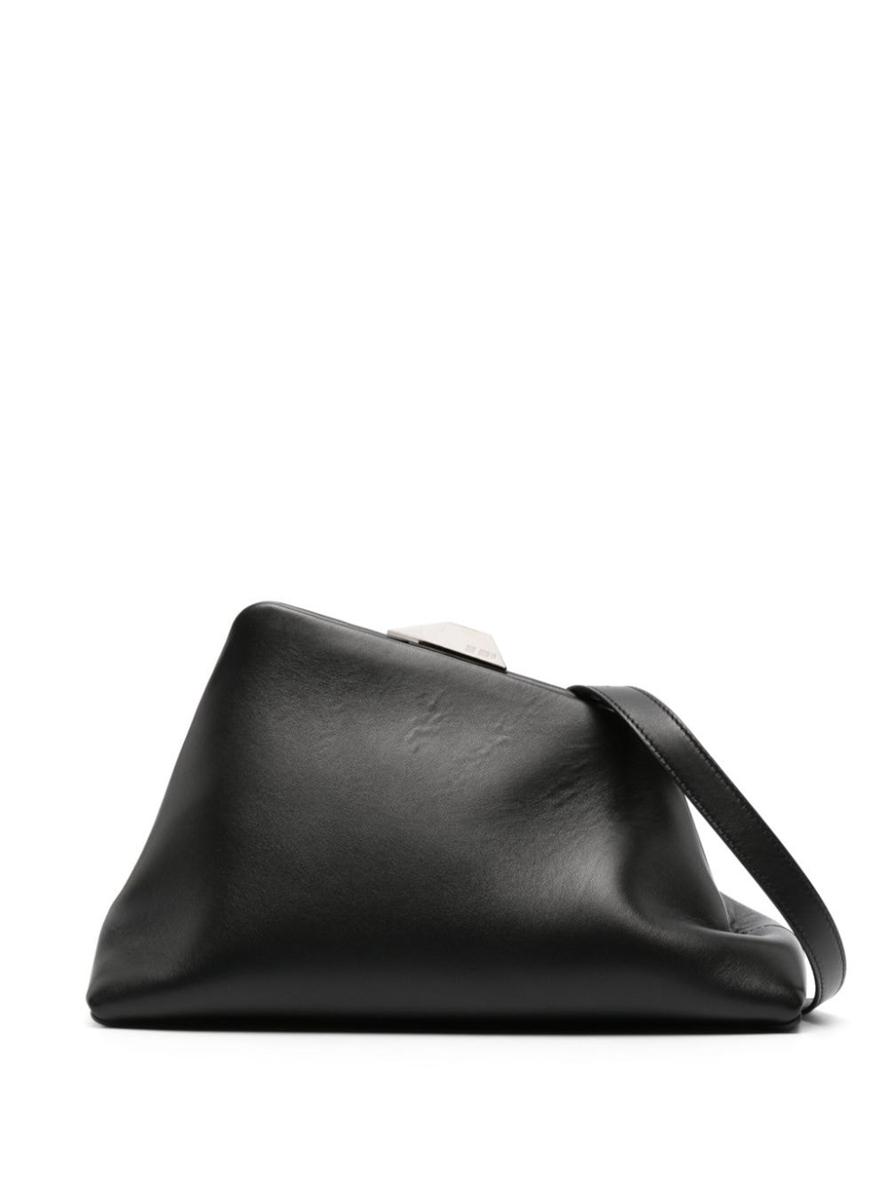 Shop Attico 'day Off' Leather Shoulder Bag In ブラック