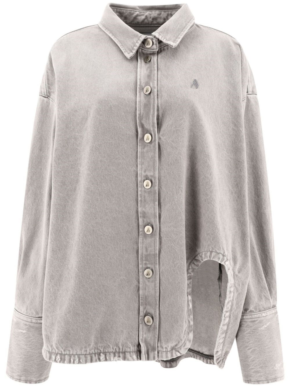 Attico The Denim Jacket With Cut-out In Gray