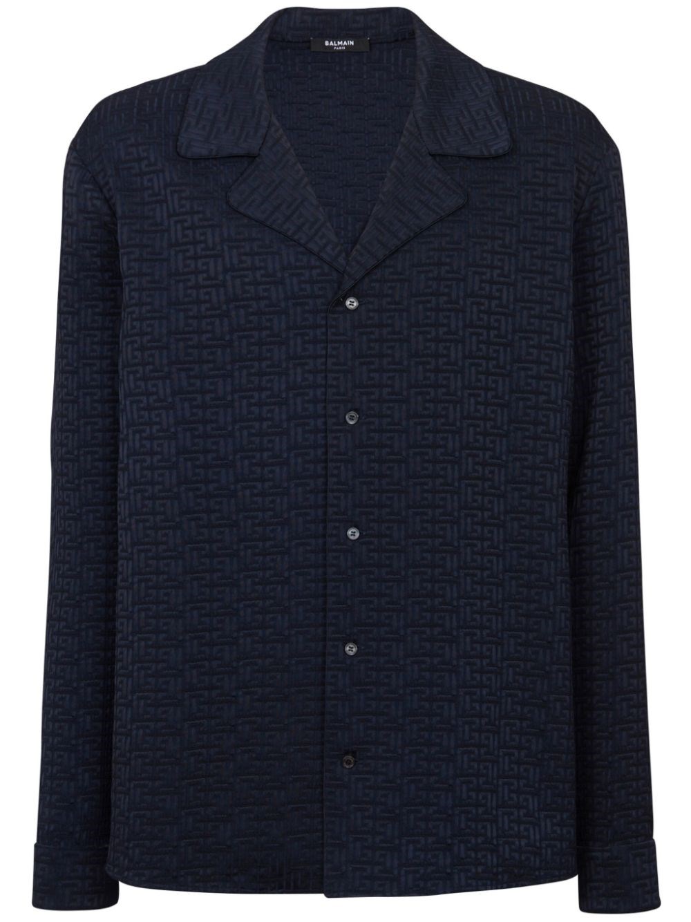 Shop Balmain 'monogram' Shirt In Blue