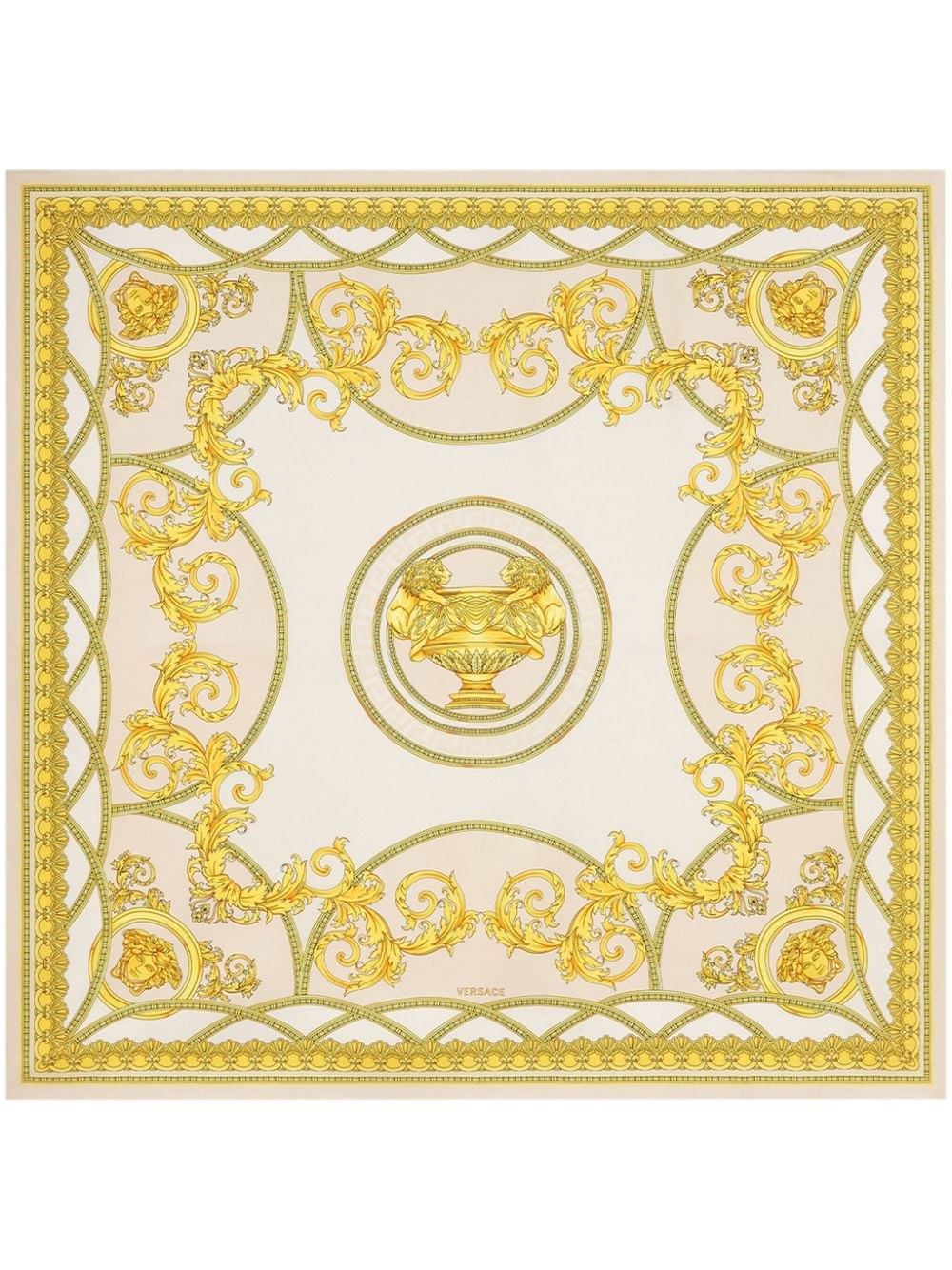 Shop Versace Baroque Silk Scarf In Neutrals