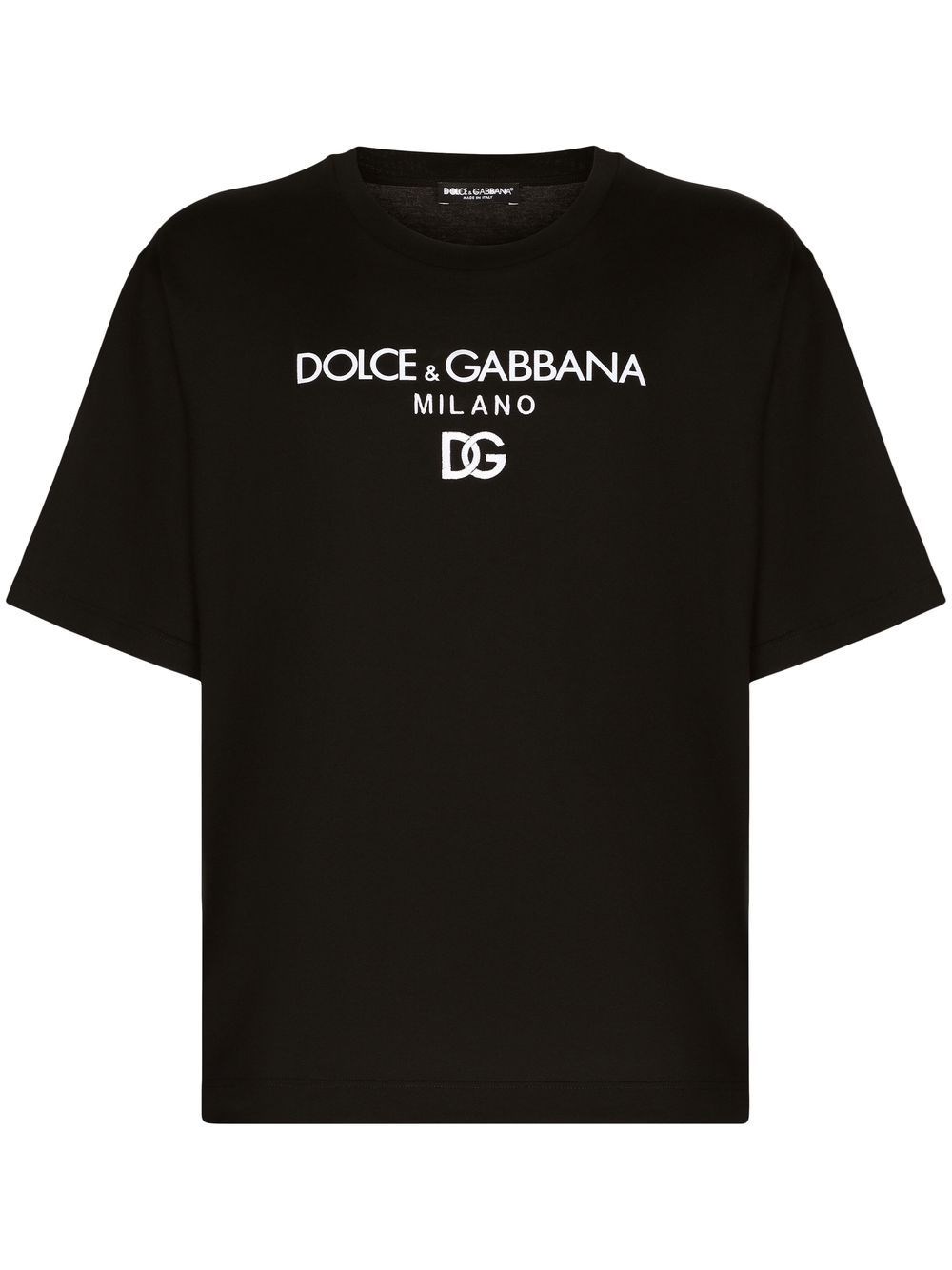Dolce & Gabbana Jersey Round-neck T-shirt With Dg Milano Embroidery In Black