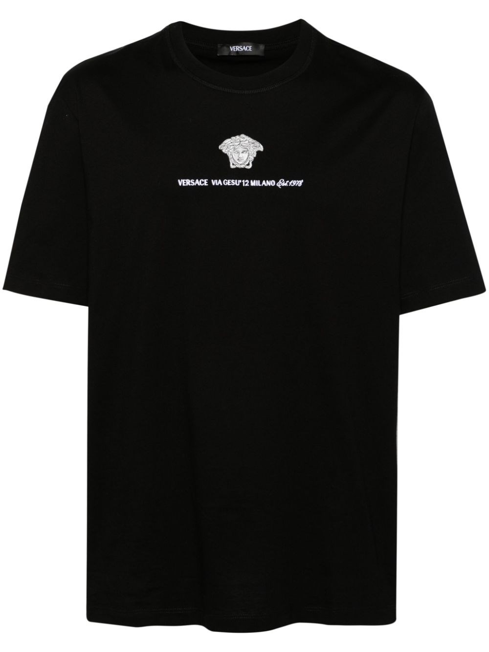 Shop Versace Printed T-shirt In Black  