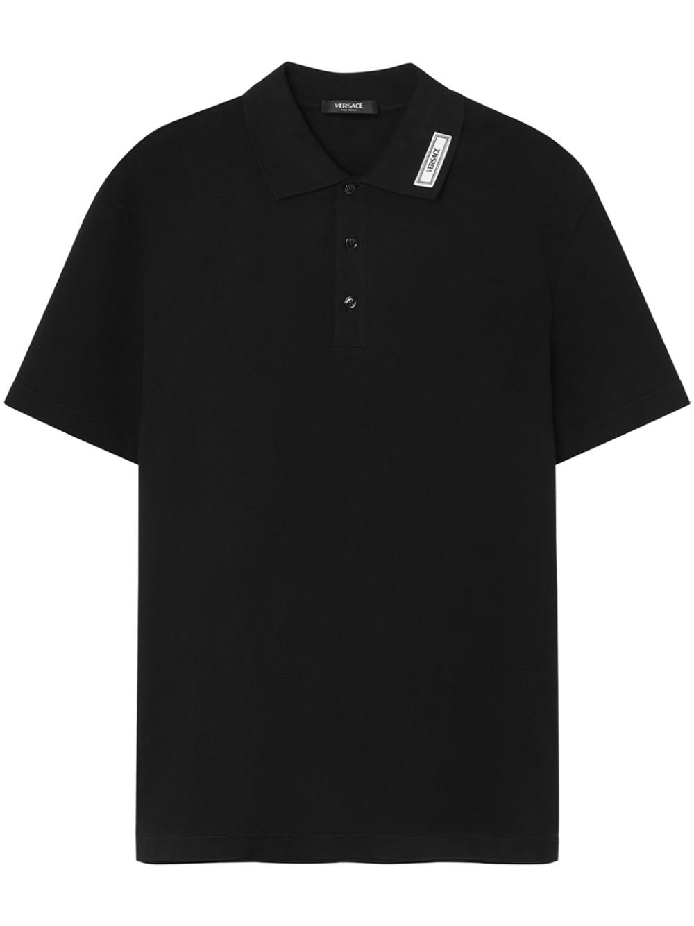 Shop Versace Polo Logo In Black  