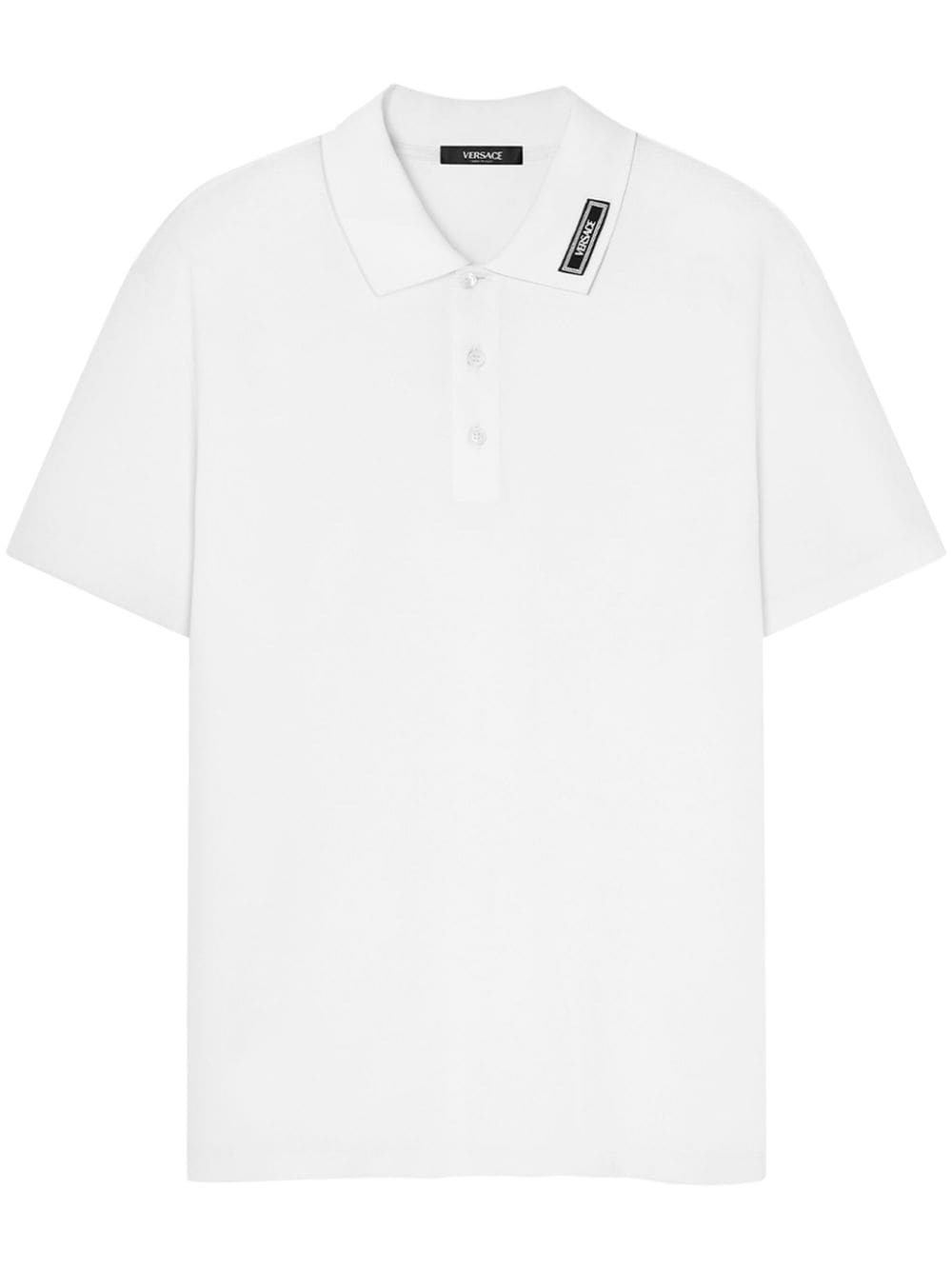 Shop Versace Polo Logo In ホワイト