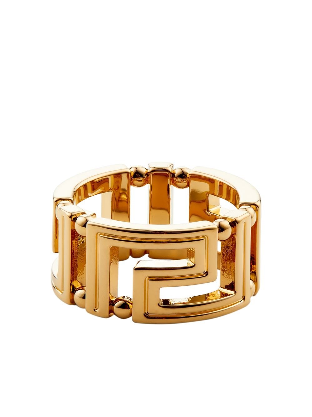 Shop Versace Greek Logo Ring In Gold