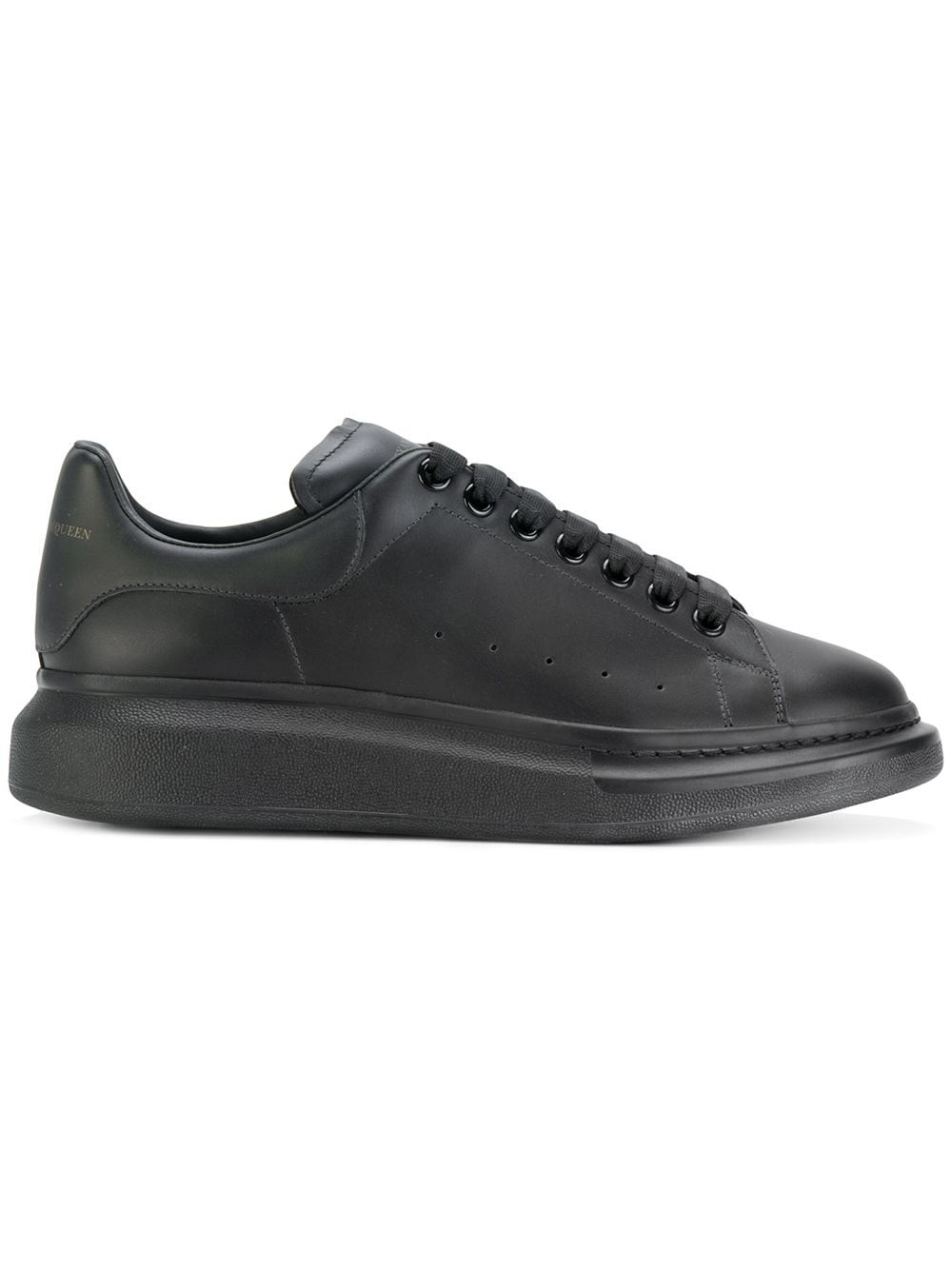 Alexander Mcqueen Black Sneakers With Logo Lettering On The Rear And Oversize Rubber Sole In Leather In Black