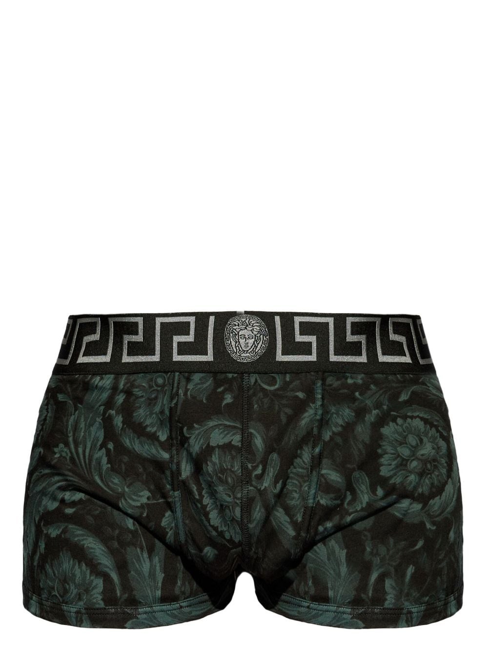 Versace Black Boxer Briefs With Barocco Print In Stretch Cotton Manb In Black  