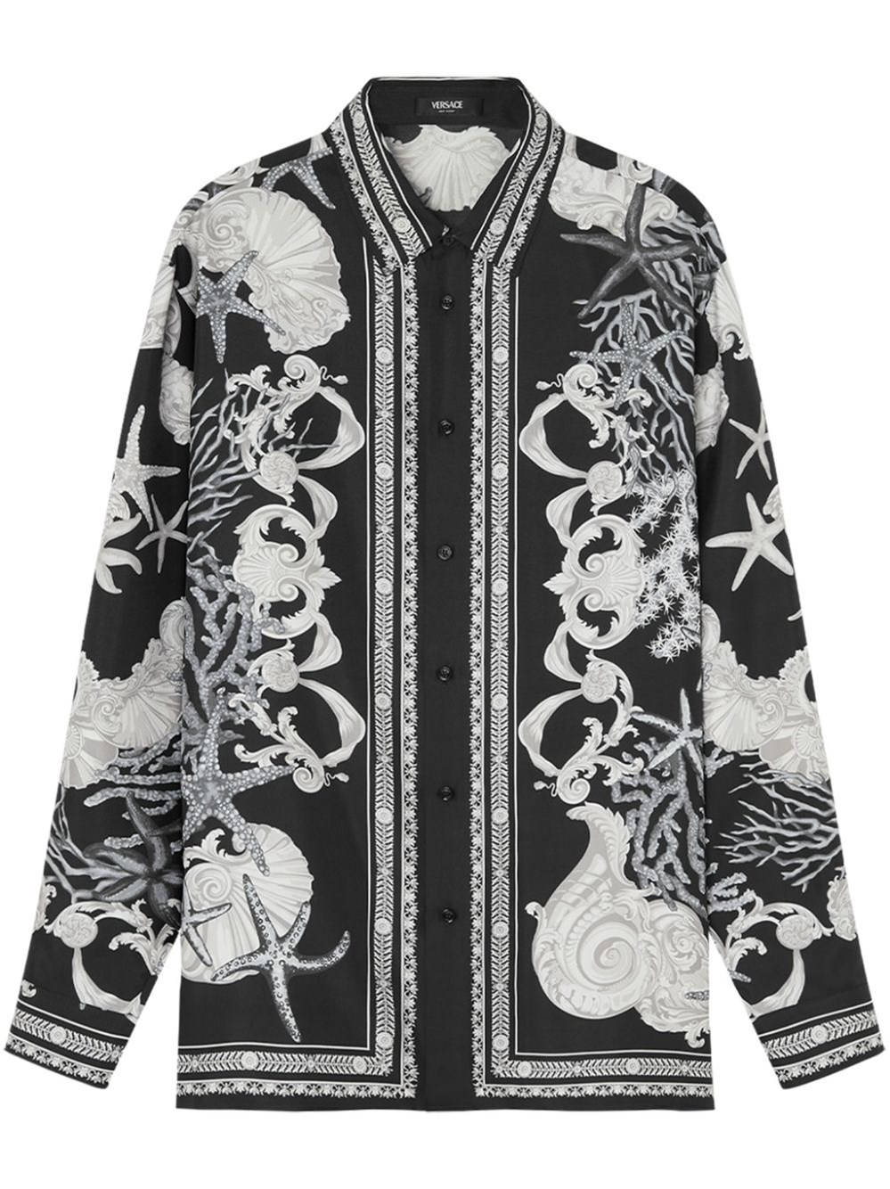 Shop Versace 'barocco Sea' Print Shirt In Black  