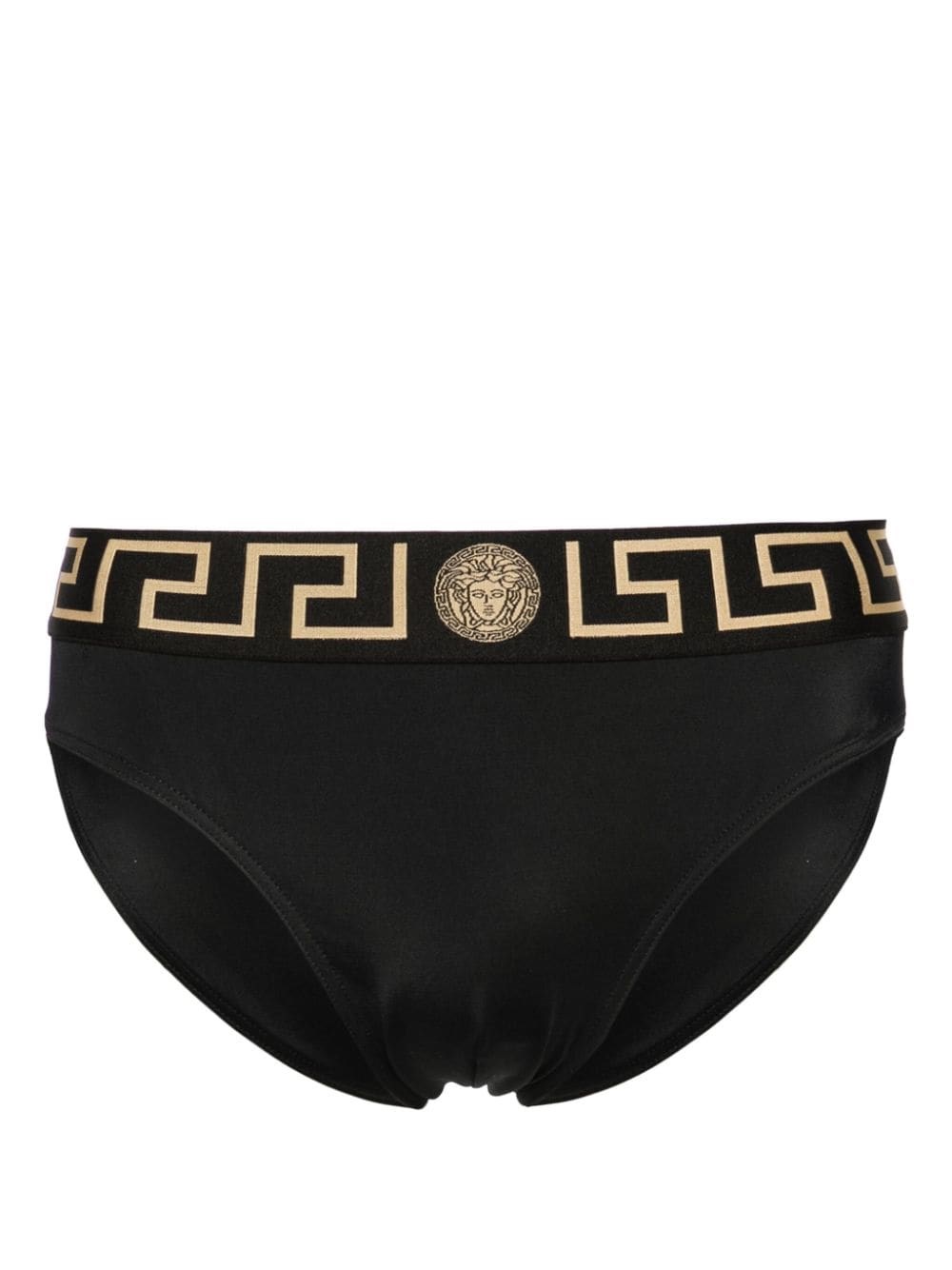 Shop Versace Beach Briefs With Greek Logo In Black  