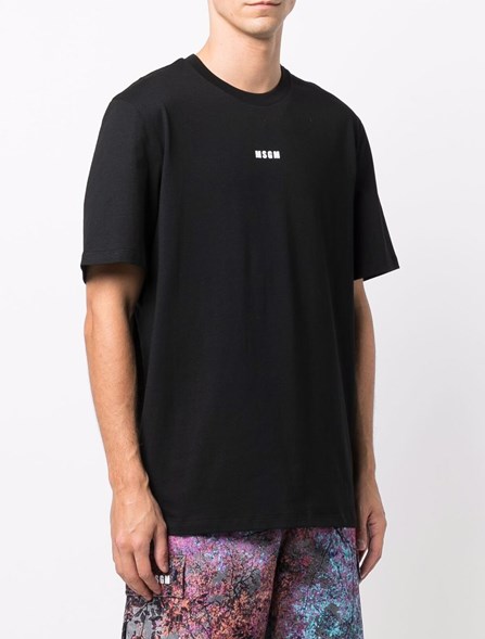 Tシャツ・カットソー MSGM Men T Shirts 2000MM50020000299 Black Round neck cotton T-shirt black with micro logo | Shop MSGM