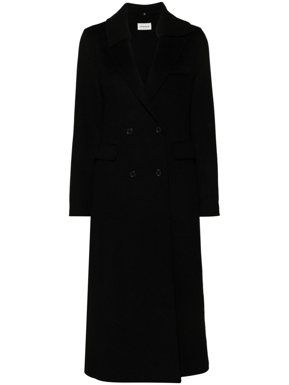 Shop P.a.r.o.s.h Knit Lapel Coat In Black  