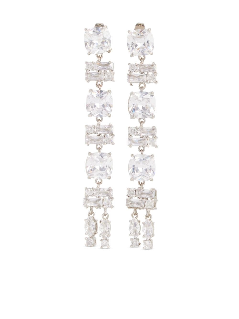 Shop Rabanne Rhinestone Pendant Earrings In Silver