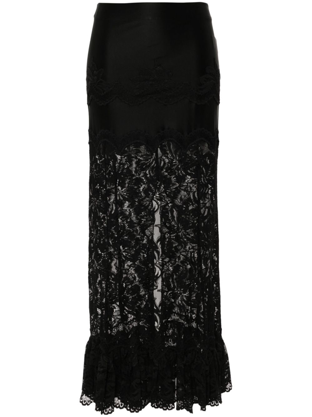 Shop Rabanne Jersey And Lace Skirt In Black  