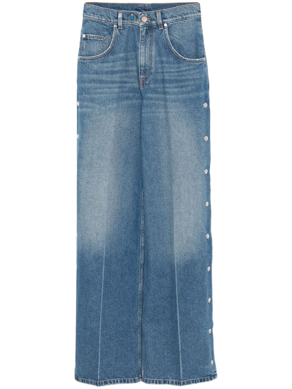 Shop Stella Mccartney Metal Studs Bootcut Jeans In Blue