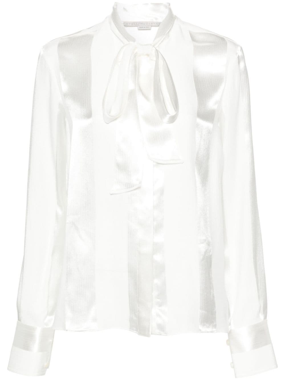 Stella Mccartney Pussy-bow Straight Hem Shirt In White