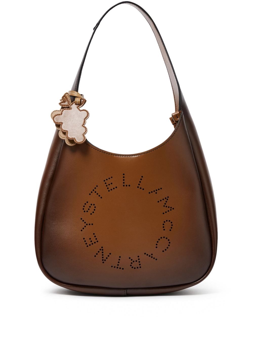 Shop Stella Mccartney Soft Hobo Tote With Small Logo In Brown