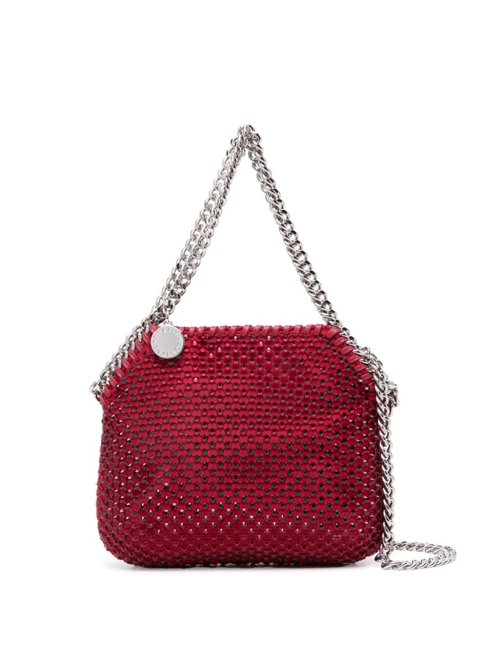 Shop Stella Mccartney Micro Falabella Tote With Crystals In Red