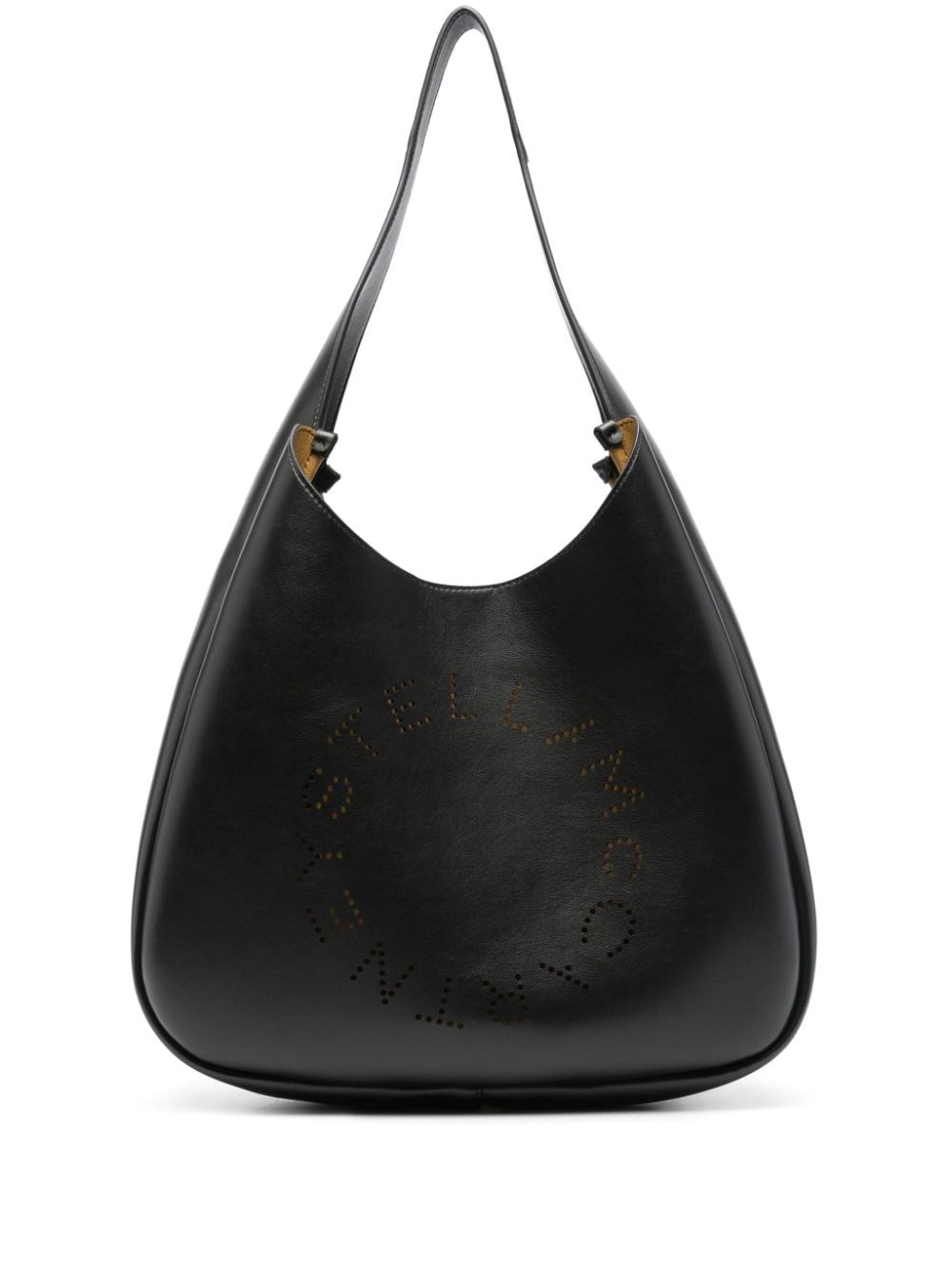 Shop Stella Mccartney Soft Hobo Tote With Logo In Black  