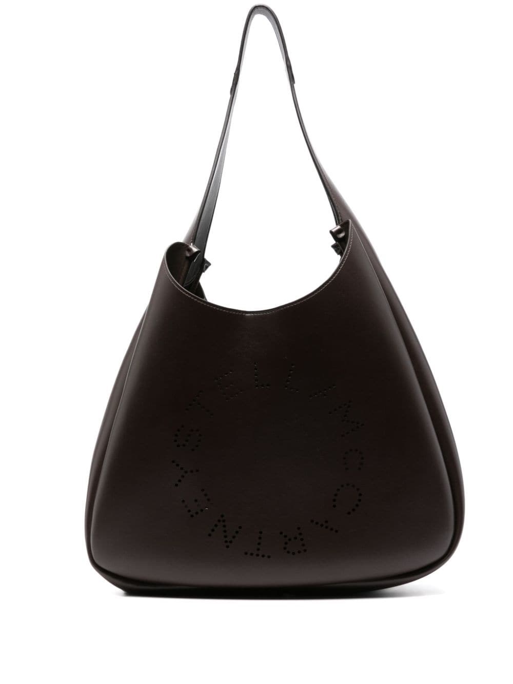 Shop Stella Mccartney Soft Hobo Tote With Logo In Brown