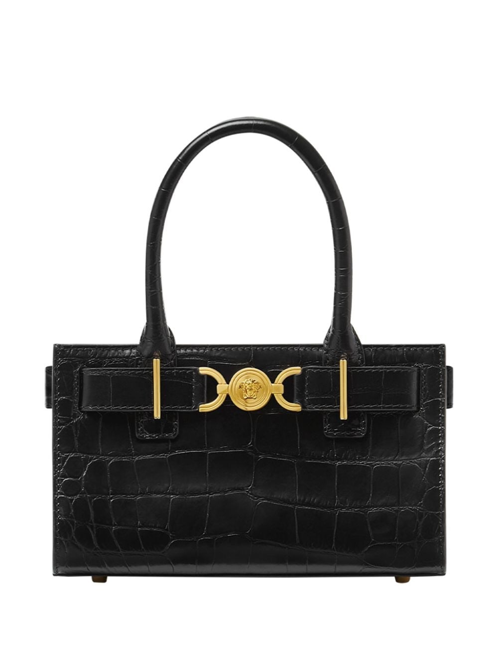 Versace Small Medusa '95 Croc-effect Tote Bag In Black  