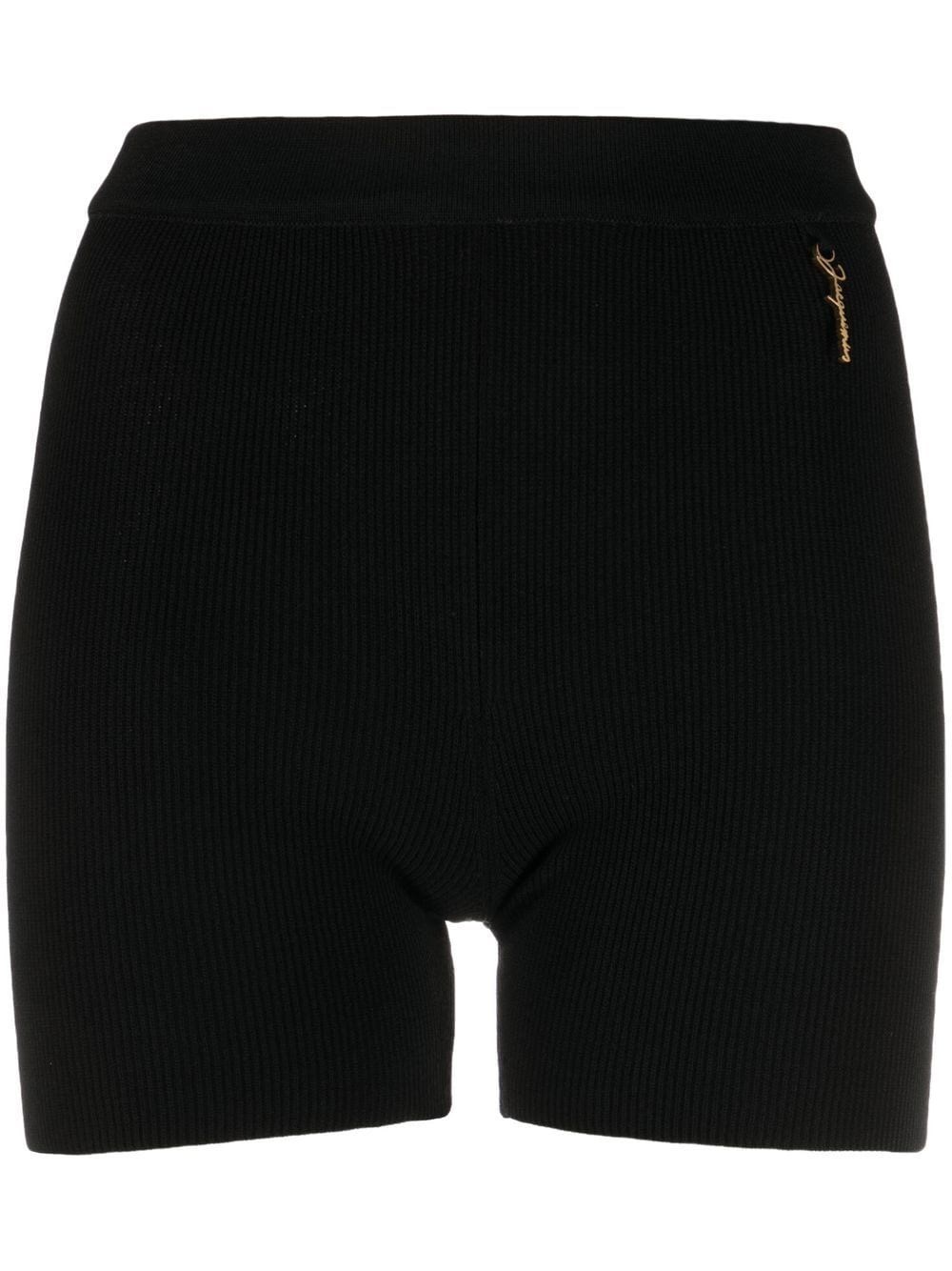 Shop Jacquemus Ribbed Knit Shorts In Black  