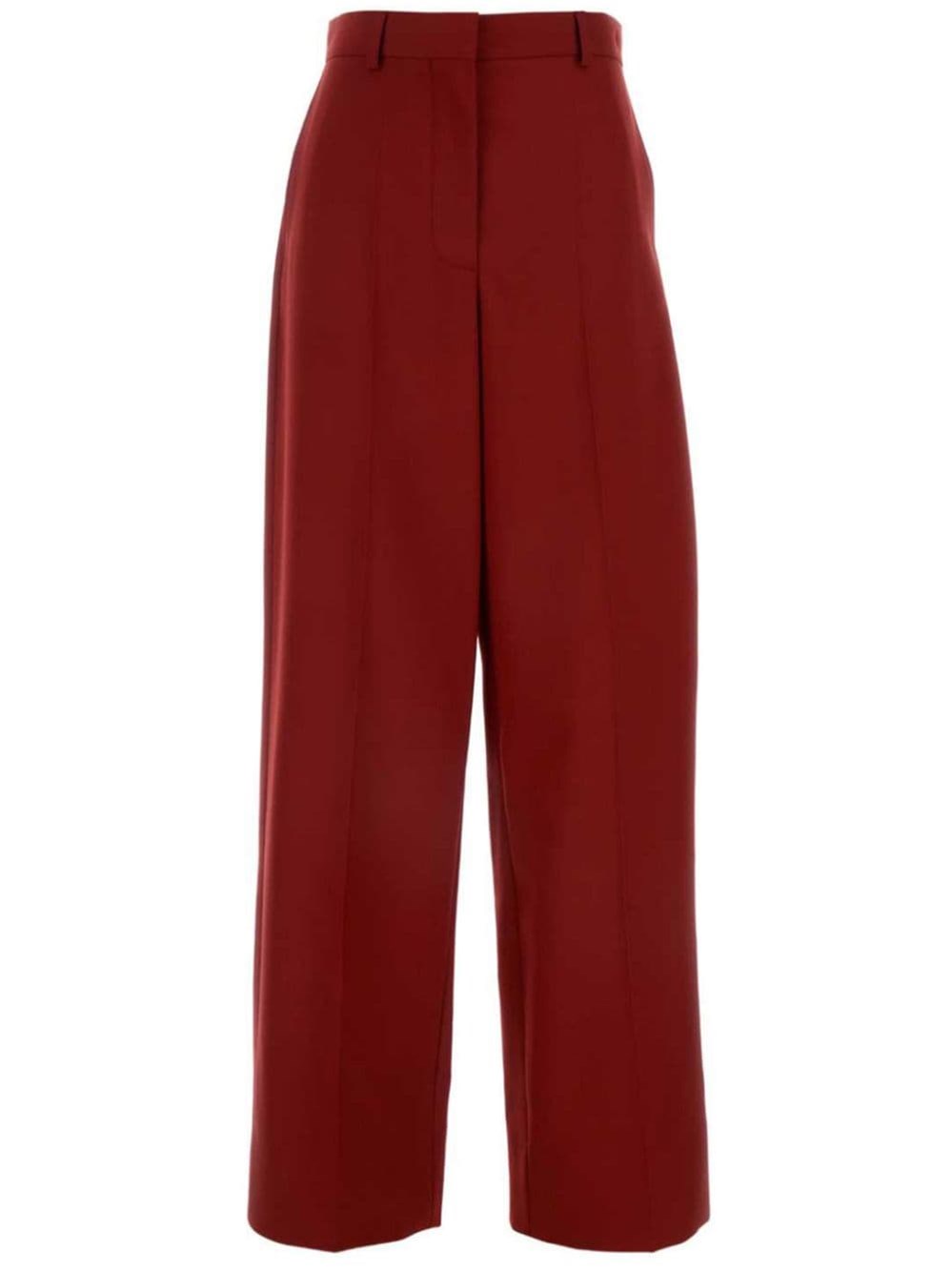 Stella Mccartney Tiziano Red Wool Ruby Wide-leg Pant In Red