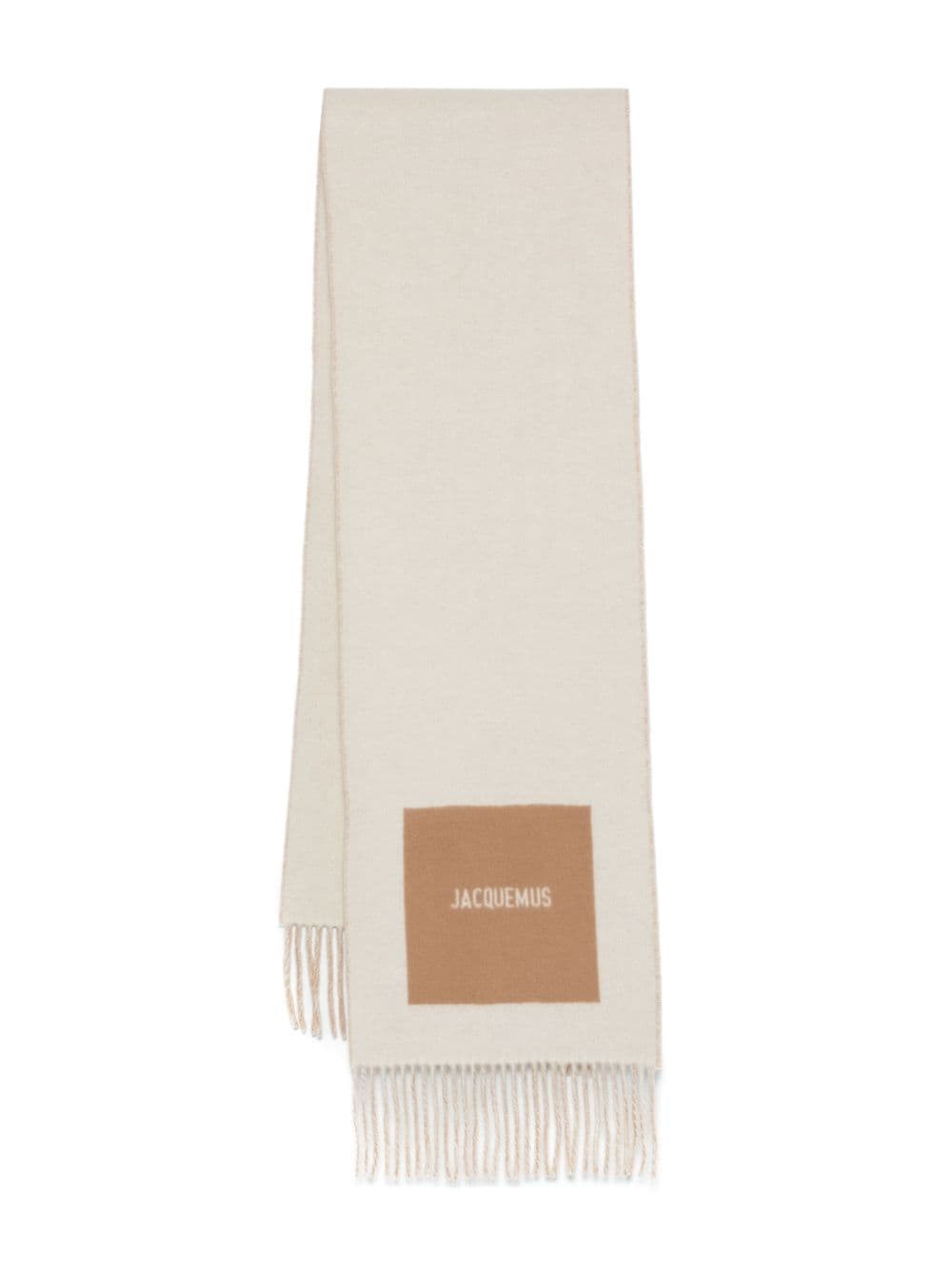 Shop Jacquemus Wool Scarf In Neutrals