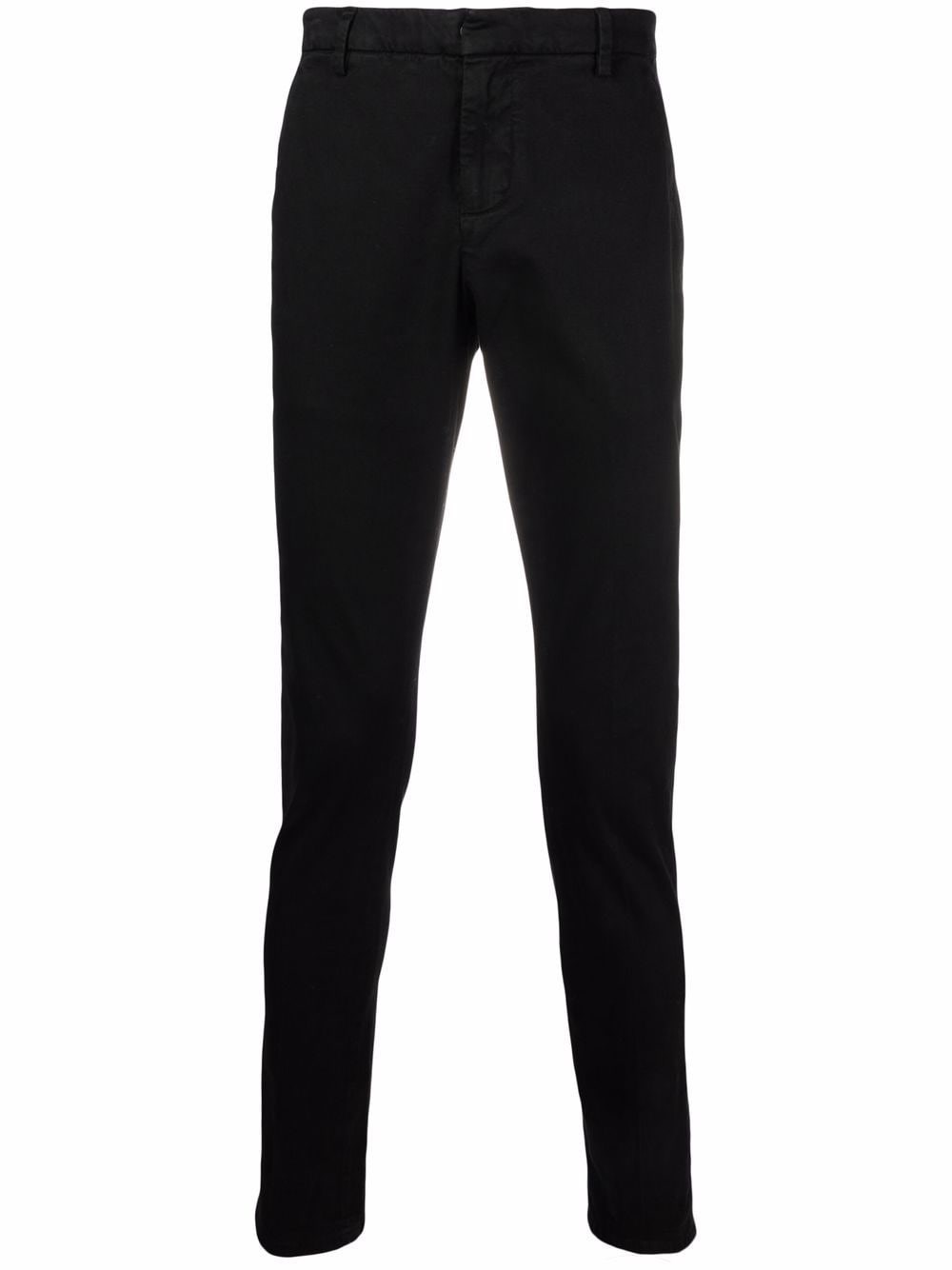 Dondup Cuffed Hem Stretch Cotton Trousers In Black