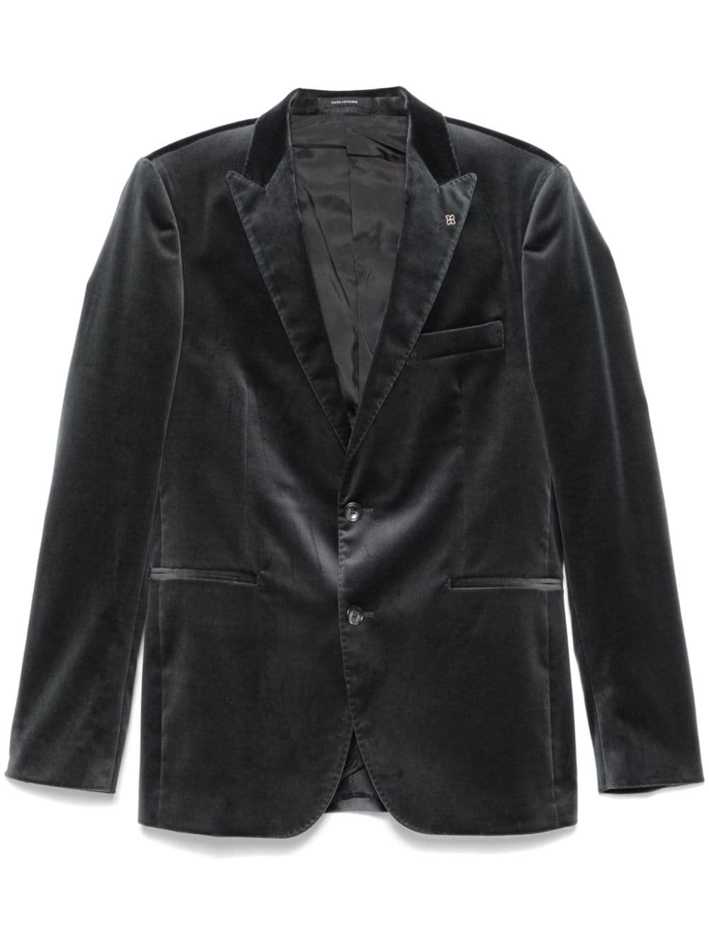 Shop Tagliatore Velvet Blazer In Gray