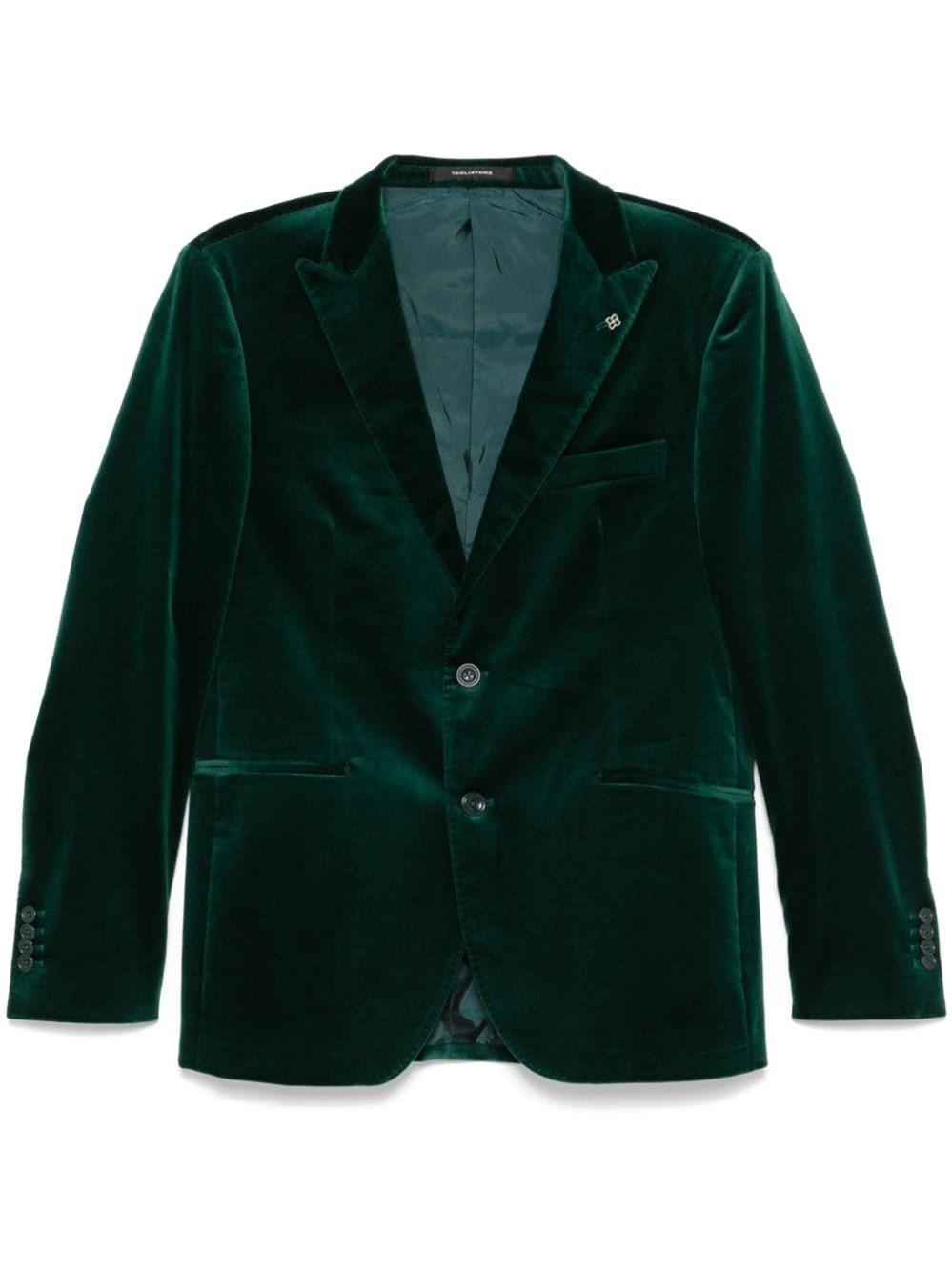 Tagliatore Velvet Blazer In Green