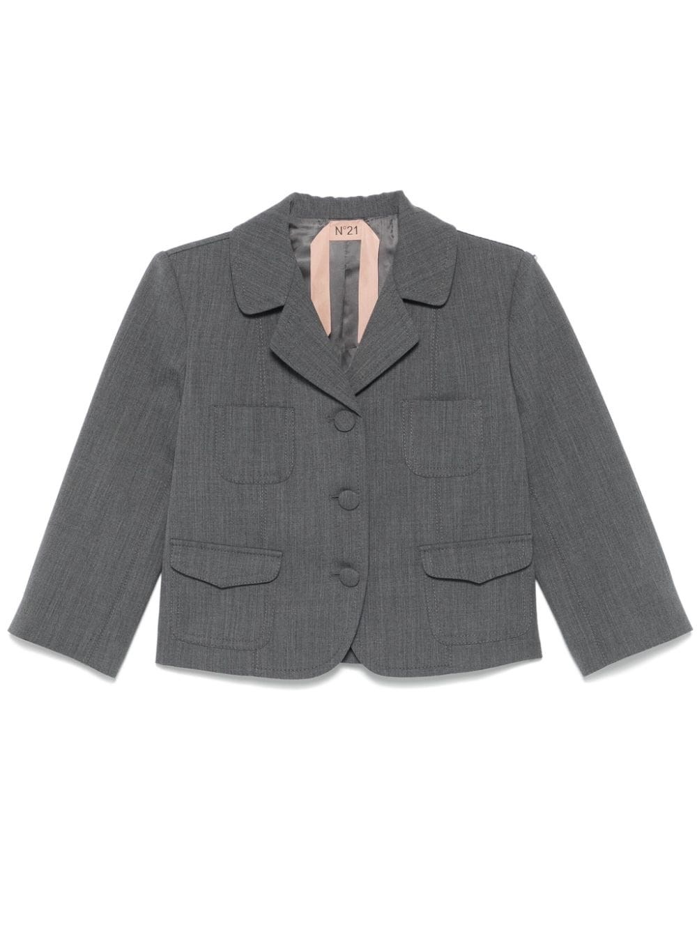 Shop N°21 Stretch Wool Blend Crop Jacket In Gray