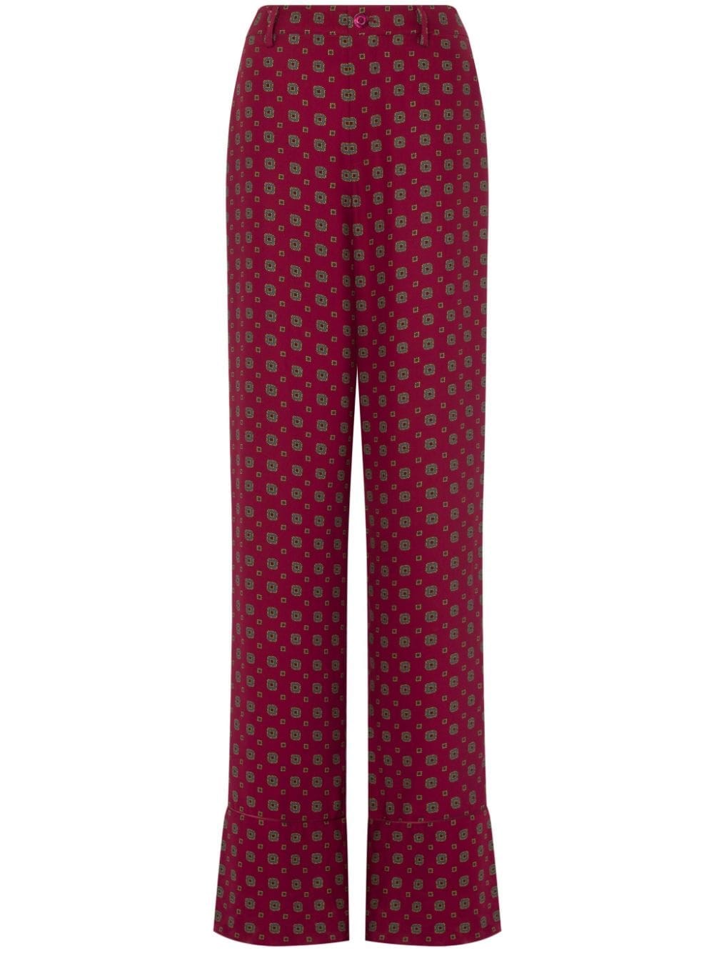 Shop Moschino Tie Print Satin Pants In Red