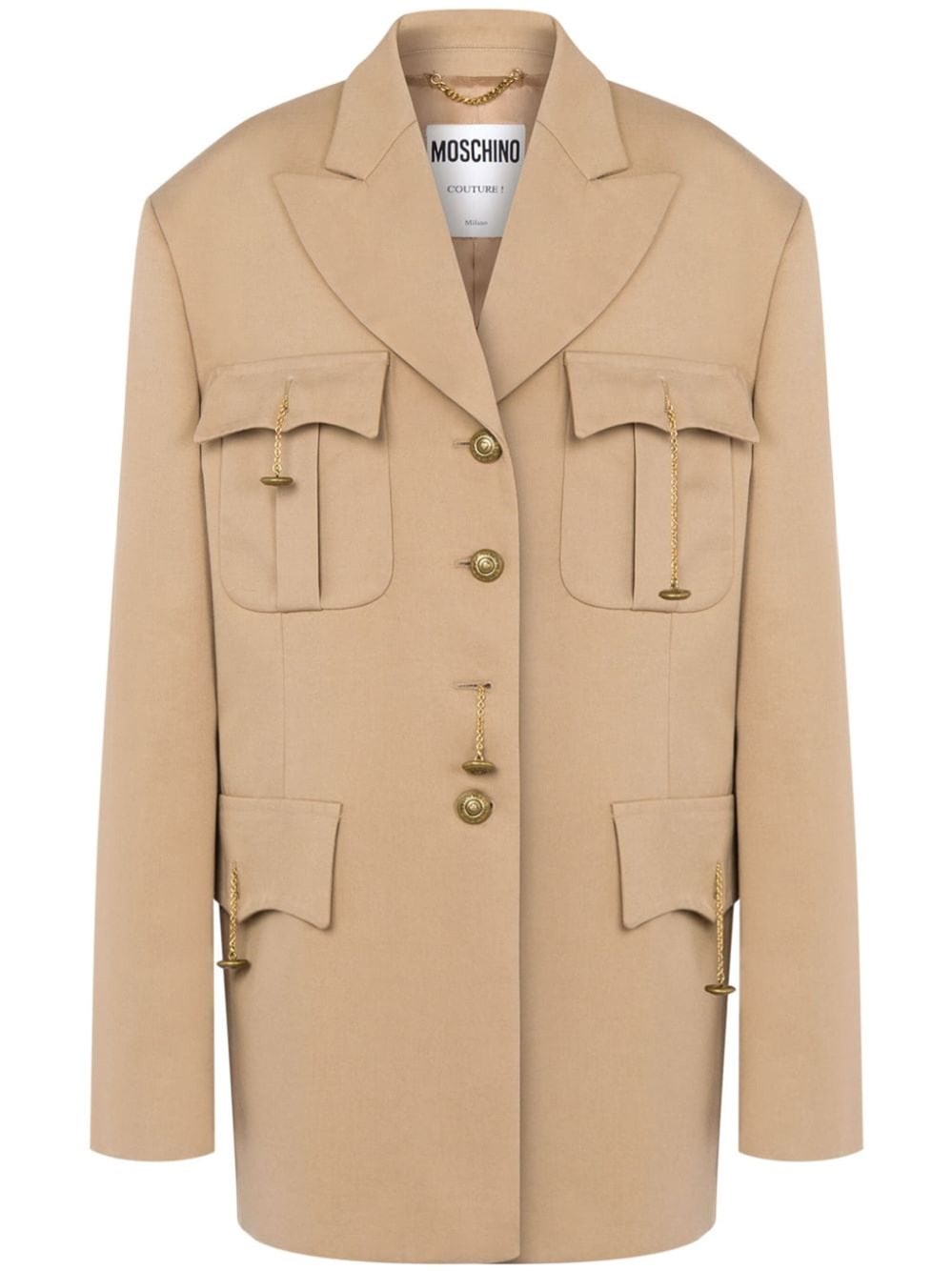 Shop Moschino Gabardine Jacket In Neutrals