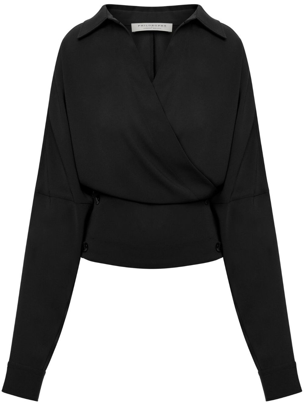 Philosophy Di Lorenzo Serafini Philosophy Di Lorenzo Serafin Draped Poplin Shirt In Black  