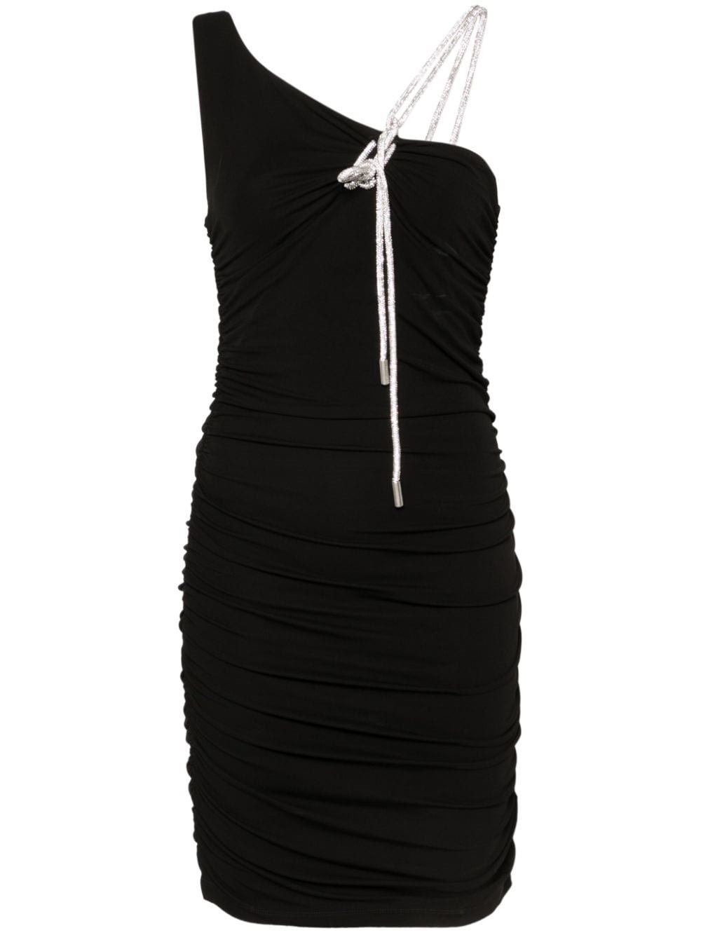 Shop Off-white Crepe Dress In Black  