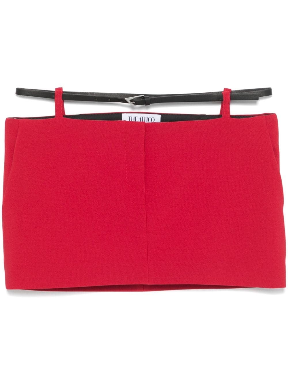 Shop Attico Stretch Crepe Mini Skirt In Red