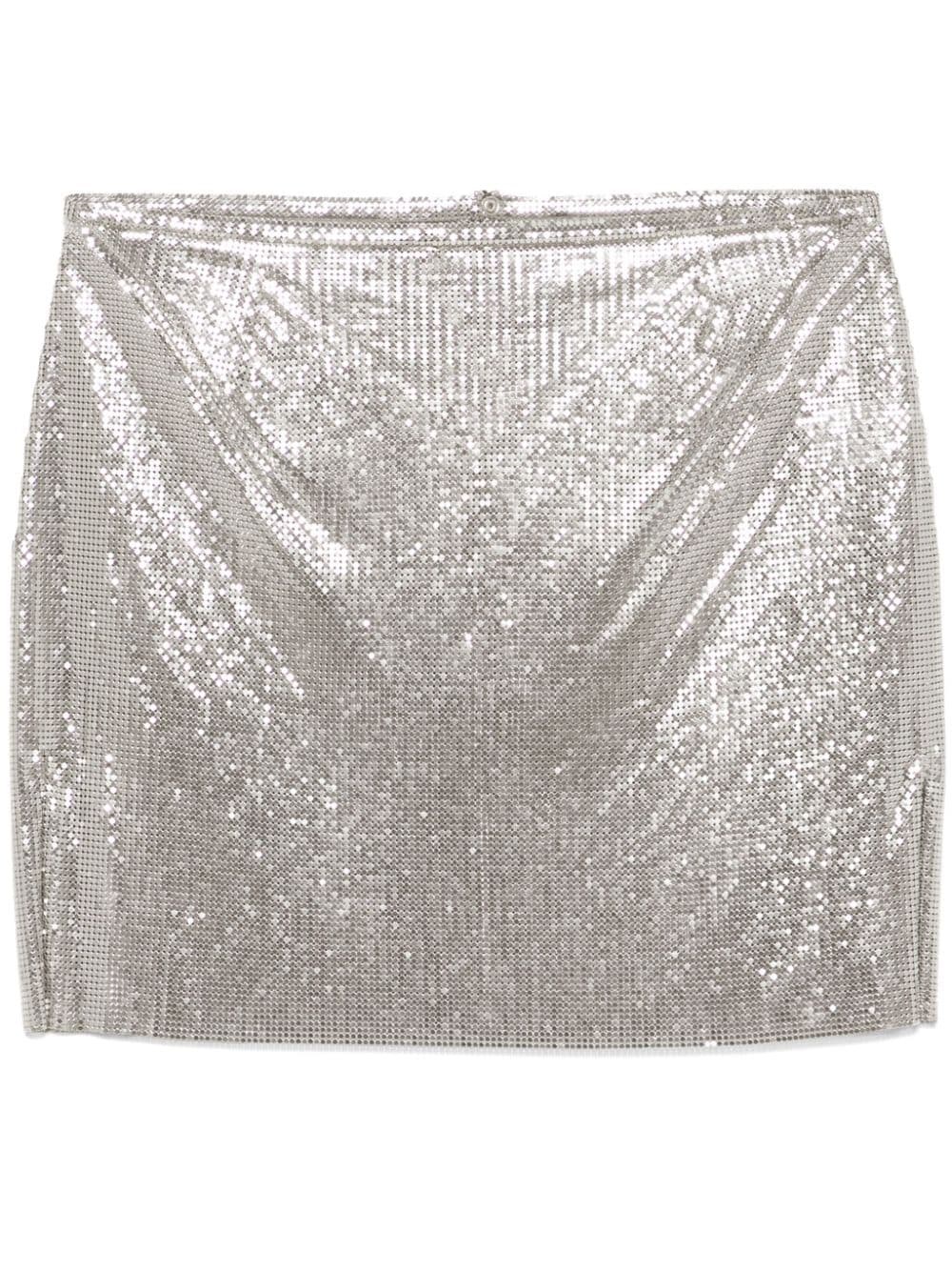 Shop Rabanne Metallic Mesh Miniskirt In Silver