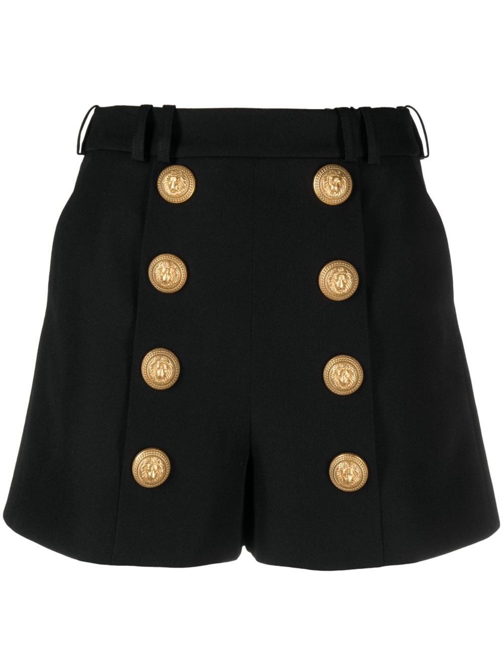 Shop Balmain Wool Shorts With Buttons In Black  