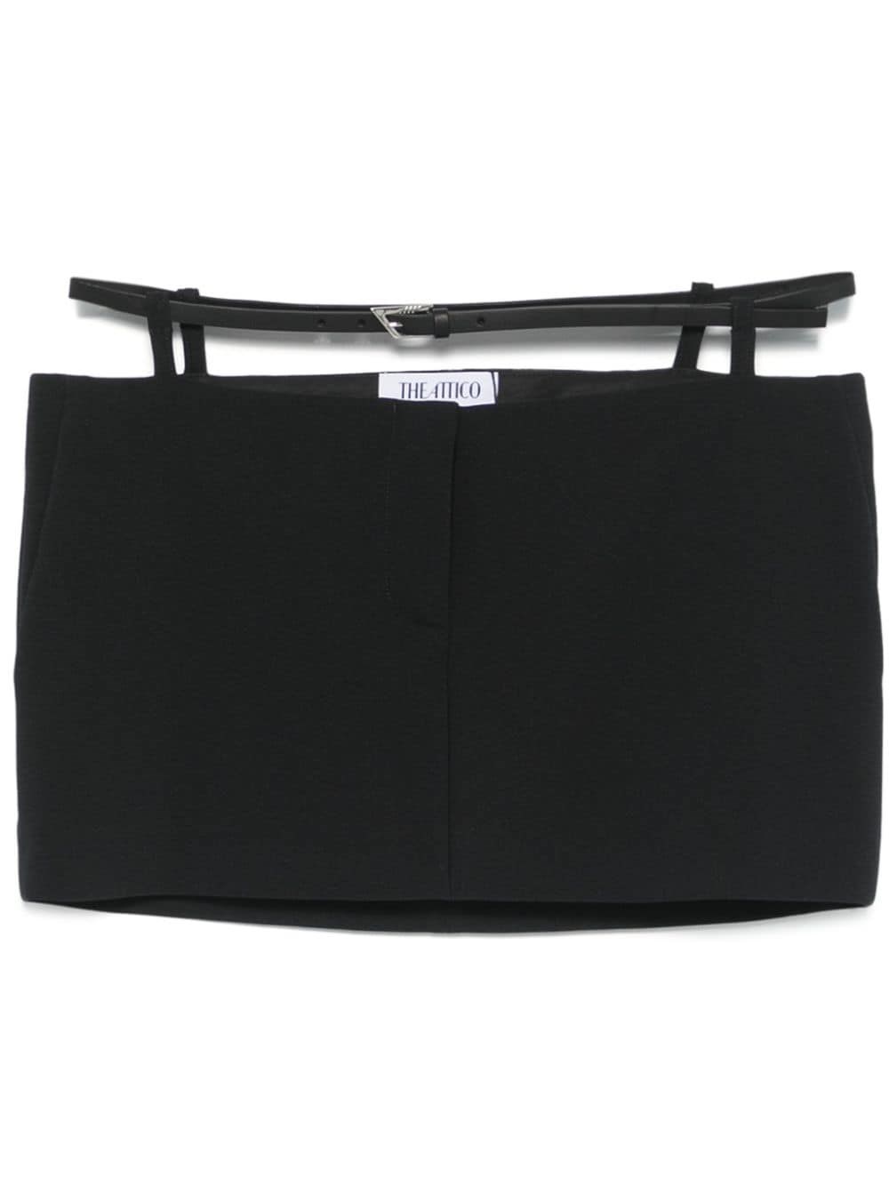 Shop Attico Stretch Crepe Mini Skirt In Black  