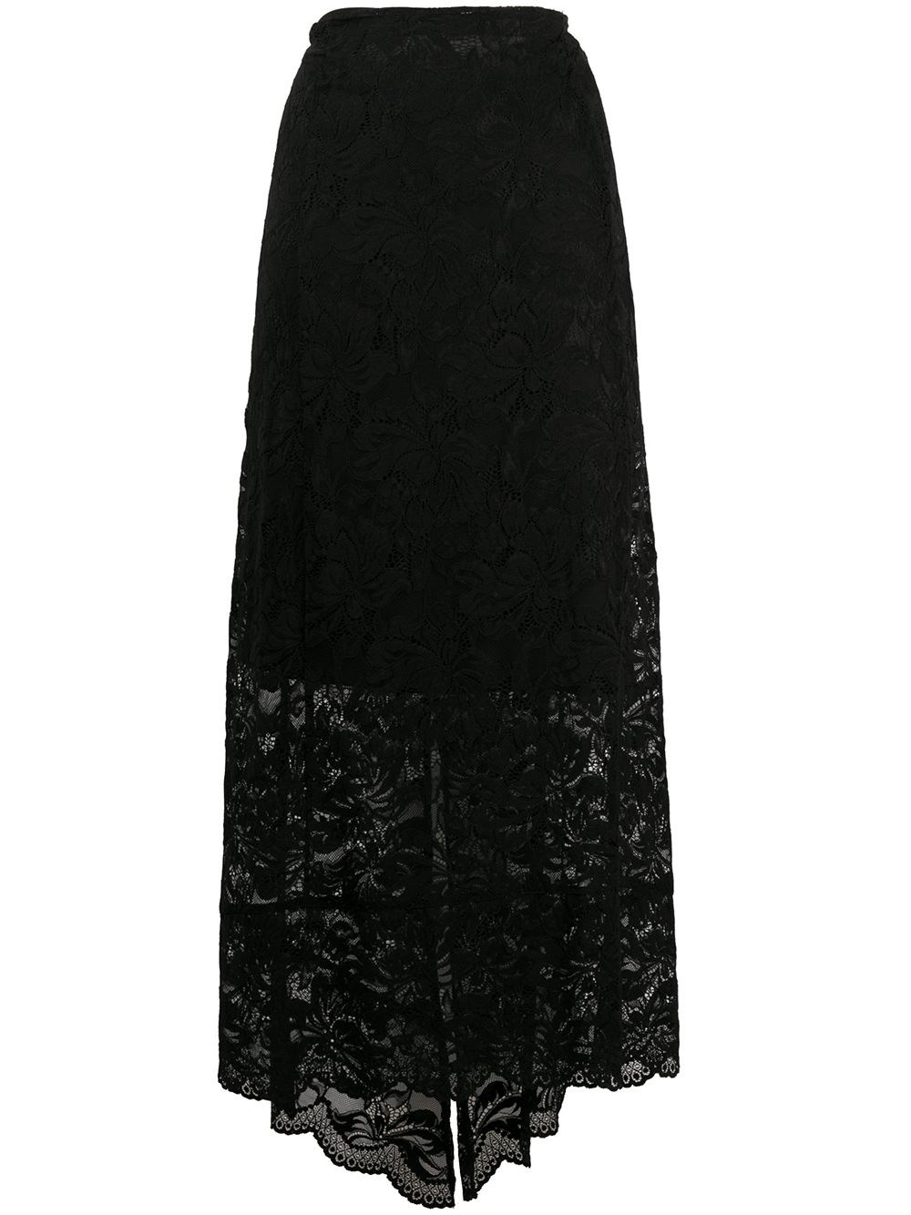 Rabanne Split-hem Lace Midi Skirt In Black