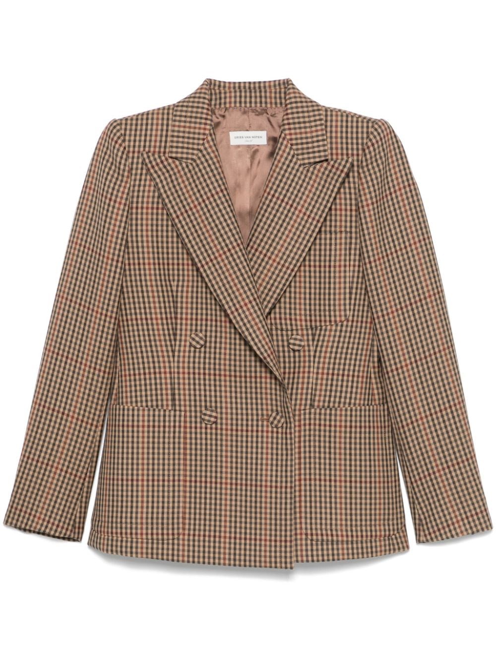 Shop Dries Van Noten Double-breasted Wool Blazer In Brown