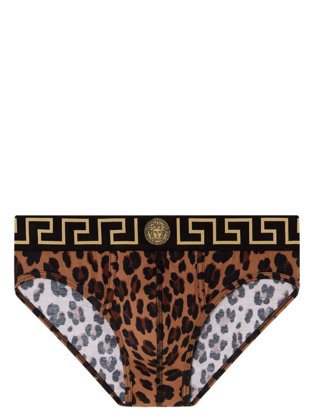 Shop Versace Logo Briefs With Animal Print In Multi