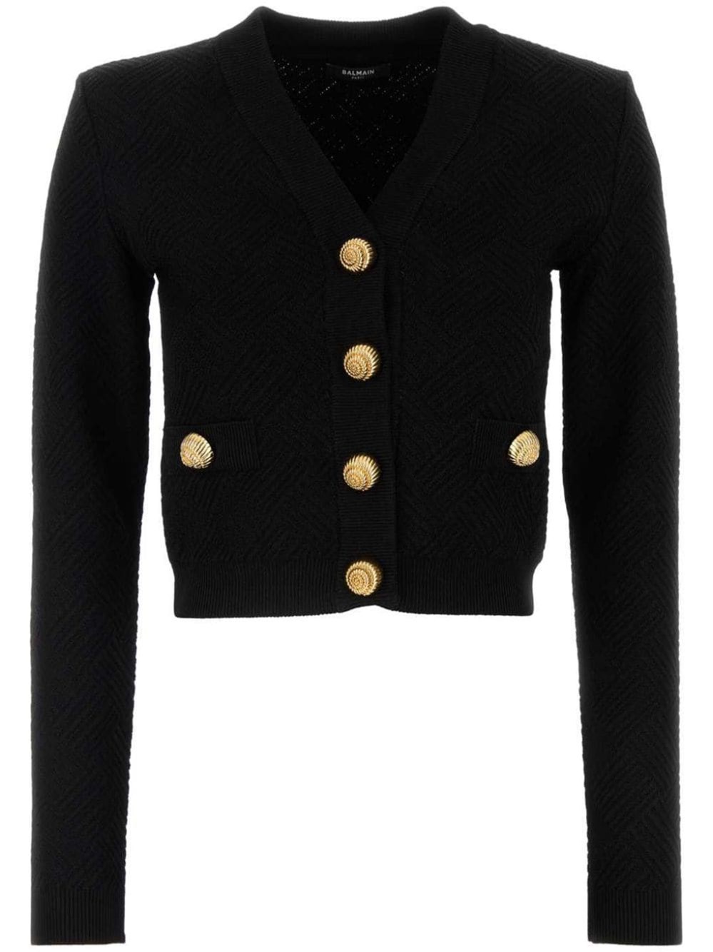 Shop Balmain 'chiocciola' Button Cardigan In Black  