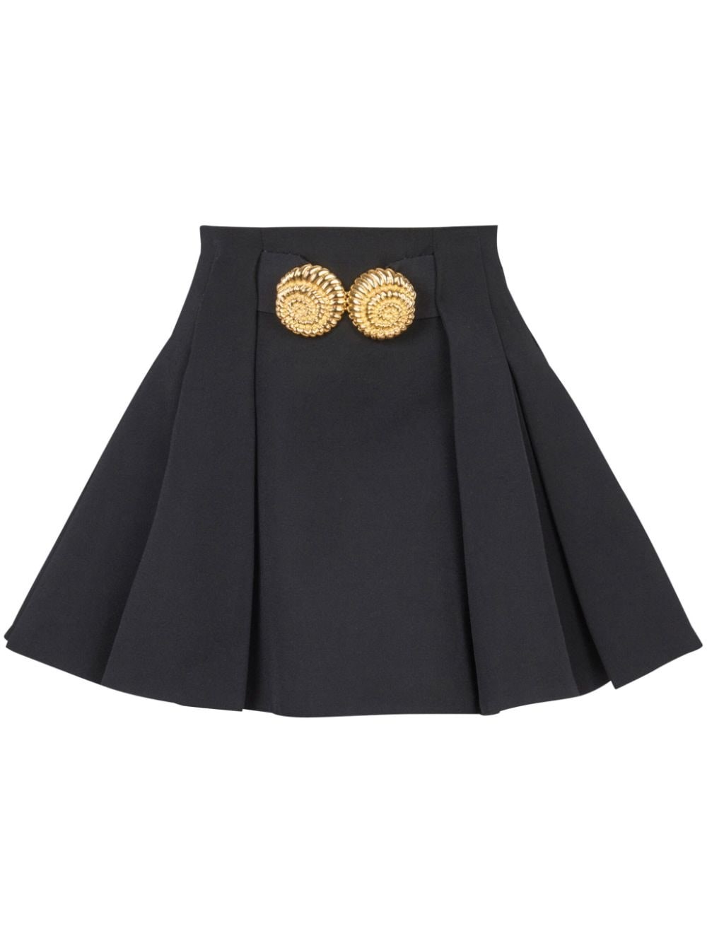 Shop Balmain Pleated Skirt In Grain De Poudre In Black  