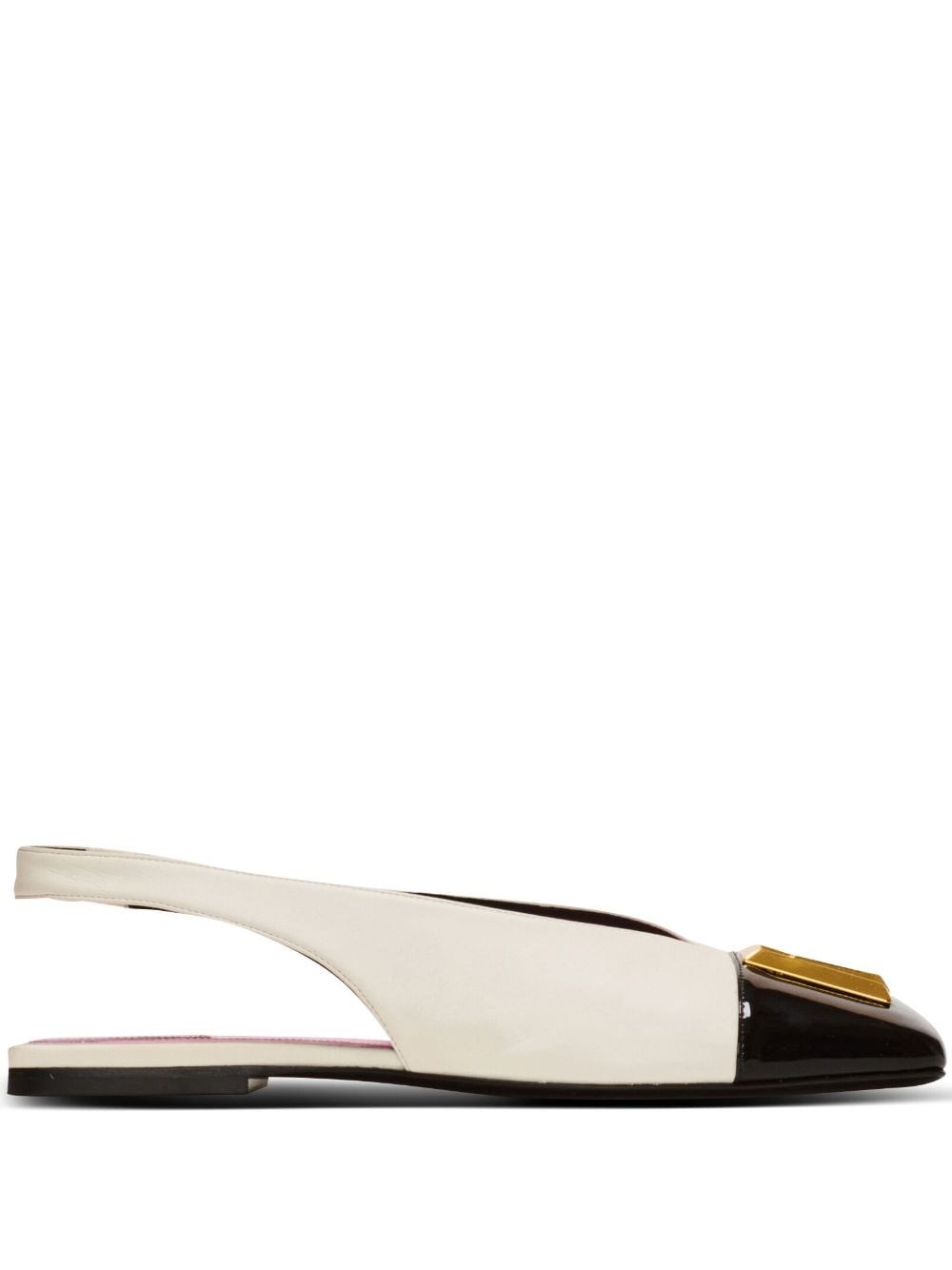 Shop Balmain Eden Two-tone Leather Slingbacks In Black  